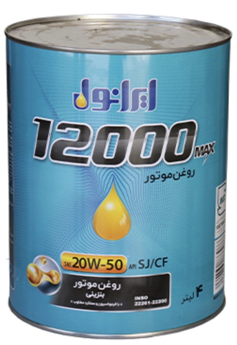 روغن موتور ایرانول ۱۲۰۰۰مکس ۵۰-۲۰ SJ حجم ۴لیتر